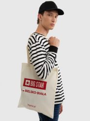Torba bawełniana unisex Bielsko-Biała 102. Białe torby podróżne Big Star, z bawełny, na ramię, z nadrukiem, bez dodatków. Za 4.99 zł.