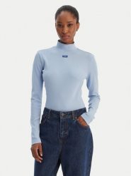 HUGO Golf Easy 50525318 Błękitny Slim Fit. Niebieskie golfy damskie Hugo, xs, bez wzorów, z bawełny, bez ramiączek. Za 229.99 zł.