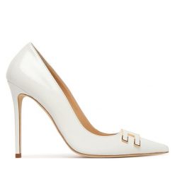 Szpilki Elisabetta Franchi. Białe szpilki damskie Elisabetta Franchi, bez wzorów, bez obcasa, na szpilce, bez zapięcia. Za 3,429.00 zł.