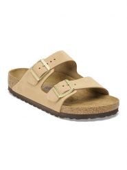 Birkenstock Skórzane klapki "Arizona" w kolorze beżowym rozmiar: 36. Brązowe klapki damskie Birkenstock, bez wzorów, z otwartym noskiem, bez obcasa, bez zapięcia. Za 483.17 zł.