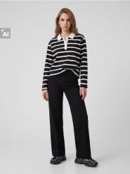 Bawełniane jeansy wide leg - czarny. Czarne jeansy damskie Sinsay. Za 59.99 zł.