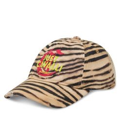 Czapka z daszkiem Just Cavalli. Brązowe czapki z daszkiem damskie Just Cavalli, bez wzorów. Za 169.99 zł.