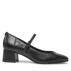 Czółenka Tamaris. Czarne czółenka damskie Tamaris, bez wzorów, bez obcasa. Za 329.99 zł.