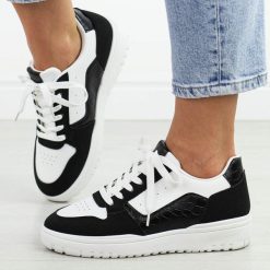 Białe czarne sportowe buty damskie McBraun 23263. Białe obuwie sportowe casual damskie McBraun, ze skóry, na fitness i siłownię. Za 99.00 zł.
