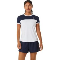 Jersey court kobieta Asics. Białe koszulki sportowe damskie Asics, bez wzorów, z jersey, bez ramiączek. Za 189.50 zł.