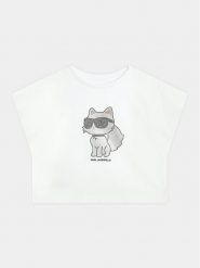 Karl Lagerfeld Kids Bluzka Z30113 D Biały Regular Fit. Białe bluzki i koszule dziewczęce Karl Lagerfeld Kids, bez wzorów, z bawełny, bez kołnierzyka, bez ramiączek. Za 319.99 zł.
