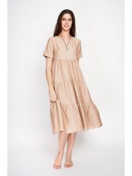 Le Jardin du Lin Sukienka w kolorze kremowym rozmiar: 36. Brązowe sukienki damskie Le jardin du lin, bez wzorów, bez ramiączek. Za 130.99 zł.