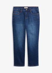 Jeansy straight, średni stan, krótsza nogawka. Niebieskie jeansy damskie bonprix. Za 189.99 zł.