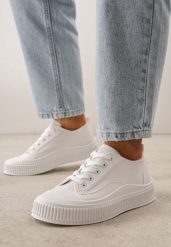 Białe Basicowe Trampki z Podeszwą ze Żłobieniami Laurinatea. Białe trampki damskie Born2be, bez wzorów, z jeansu, bez zapięcia. Za 69.99 zł.