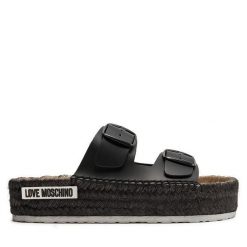 Espadryle LOVE MOSCHINO. Czarne espadryle damskie Love Moschino, bez wzorów, bez obcasa. Za 549.99 zł.