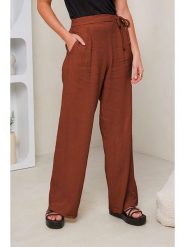Rodier Lin Lniane spodnie w kolorze brązowym rozmiar: S/M. Brązowe spodnie materiałowe damskie Rodier Lin, bez wzorów, ze lnu. Za 109.52 zł.