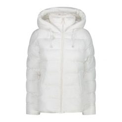 Kurtka puchowa z kapturem z efektem 3D dla kobiet CMP. Białe kurtki damskie CMP, l, bez wzorów, z puchu, z kapturem. W wyprzedaży za 717.00 zł.