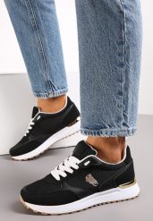 Czarne Sneakersy z Ozdobną Podeszwą i Przeszyciami Novajean. Czarne obuwie sportowe damskie Renee, z jeansu, bez zapięcia. Za 59.99 zł.