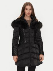 Guess Kurtka zimowa New Oxana W4BL61 WGLZ0 Czarny Regular Fit. Czarne kurtki damskie Guess, na zimę, s, z aplikacjami, z syntetyku, bez kaptura. Za 809.99 zł.