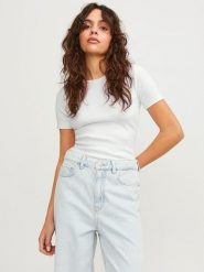 JJXX Koszulka w kolorze białym rozmiar: M. Białe bluzki damskie JJXX, m, bez wzorów, z bawełny, bez kołnierzyka, bez ramiączek. Za 43.99 zł.