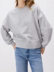 Bawełniana bluza - jasnoszary. Szare bluzy damskie Reserved, l, bez wzorów, z bawełny, bez kaptura. W wyprzedaży za 59.99 zł.