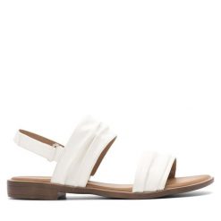 Sandały Clara Barson. Białe sandały damskie Clara Barson, bez wzorów, bez obcasa, na płaskiej podeszwie, bez zapięcia. Za 99.99 zł.