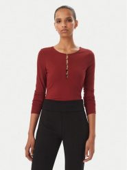 Guess Body W6BP21 K6256 Bordowy Slim Fit. Czerwone body i gorsety Guess, z aplikacjami, z syntetyku. Za 294.99 zł.