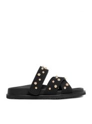 DeeZee Klapki CEO-LB-P2132 Czarny. Czarne klapki damskie DeeZee, bez wzorów, z materiału, bez obcasa, bez zapięcia. Za 129.99 zł.