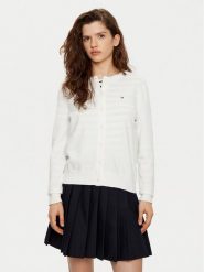 Tommy Hilfiger Kardigan WW0WW42370 Biały Regular Fit. Białe kardigany damskie Tommy Hilfiger, s, bez wzorów, z bawełny. Za 369.99 zł.