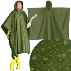 Ponczo Przeciwdeszczowe Peleryna Płaszcz Poncho. Zielone płaszcze damskie TRIZAND, bez wzorów, bez kaptura. Za 24.90 zł.