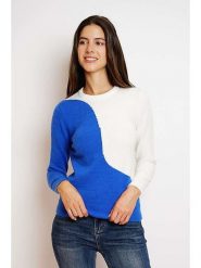 William de Faye Sweter w kolorze niebiesko-białym rozmiar: 40. Niebieskie swetry klasyczne damskie William de Faye, z kaszmiru, bez kołnierzyka. Za 130.99 zł.