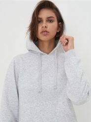 Bluza basic z kapturem - szary. Szare bluzy damskie Sinsay, l, bez wzorów, z dresówki, z kapturem. Za 39.99 zł.