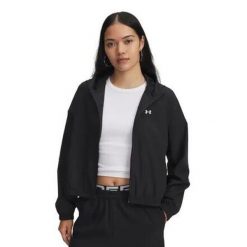 Kurtka Under Armour Rival Woven Hoody. Czarne kurtki damskie Under Armour, bez wzorów, bez kaptura. Za 249.99 zł.