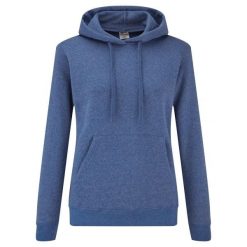 Dopasowana Bluza Damska Kaptur. Niebieskie bluzy damskie Fruit of the Loom, l, bez wzorów, z bawełny, z kapturem. Za 135.99 zł.