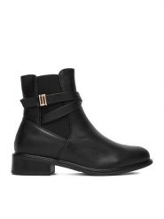 DeeZee Botki HX20207-182 Czarny. Czarne botki damskie DeeZee, z materiału, bez obcasa, na płaskiej podeszwie, bez zapięcia. Za 179.99 zł.