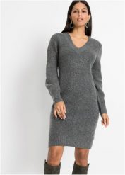 Sukienka dzianinowa. Niebieskie sukienki damskie bonprix, bez wzorów, z dzianiny, bez ramiączek. Za 134.99 zł.