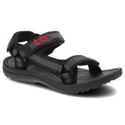 Czarne Sandały Lee Cooper Wygodne Buty Na Lato. Czarne obuwie sportowe damskie Lee Cooper, z aplikacjami, bez obcasa, bez zapięcia. Za 85.00 zł.
