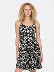 ONLY Sukienka letnia Maj 15218451 Czarny Regular Fit. Czarne sukienki damskie Only, bez wzorów, z wiskozy, bez ramiączek. Za 239.99 zł.