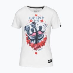 Koszulka damska Pitbull Fur Ever Love. Białe koszulki sportowe damskie PITBULL, l, bez wzorów, bez ramiączek. Za 79.99 zł.