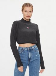 Tommy Jeans Sweter Badge DW0DW16519 Czarny Regular Fit. Czarne swetry klasyczne damskie Tommy Jeans, xl, z bawełny, bez kołnierzyka. Za 519.99 zł.