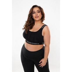 Stanik fitness cardio Rough Radical Sports Bra Sporting plus size. Czarne koszulki sportowe damskie ROUGH RADICAL, plus size, bez wzorów, bez ramiączek, na fitness i siłownię. Za 129.90 zł.