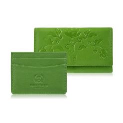 Zestaw prezentowy dla niej portfel damski w kwiaty T-45 i skórzane etui na karty T-151 Paolo Peruzzi ZUP-144-GR. Zielone portfele damskie PAOLO PERUZZI, bez wzorów, ze skóry. Za 99.00 zł.
