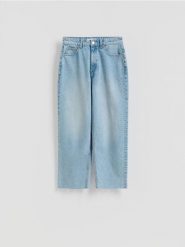 Jeansy straight leg - niebieski. Niebieskie jeansy damskie Reserved. Za 129.99 zł.