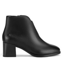 Botki Remonte. Czarne botki damskie Remonte, bez obcasa, na słupku, bez zapięcia. Za 343.00 zł.