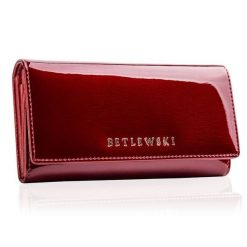 Portfel damski BETLEWSKI ZBPD-BS-100 CZERWONY. Czerwone portfele damskie Betlewski, bez wzorów, z lakierowanej skóry. Za 169.00 zł.