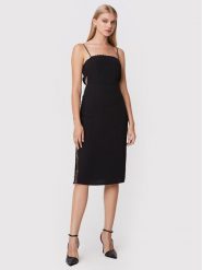 Pinko Sukienka koktajlowa Adonella 1G1848 V0B0 Czarny Regular Fit. Czarne sukienki damskie Pinko, bez wzorów, z syntetyku, wizytowe, bez ramiączek. Za 699.99 zł.