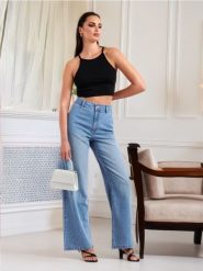 Jeansy wide leg high waist - niebieski. Niebieskie jeansy damskie Sinsay, z podwyższonym stanem. Za 69.99 zł.