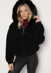 Czarna Rozpinana Bluza z Wiskozą Wełną i Futerkiem Tesalttia. Czarne bluzy damskie Born2be, l, z aplikacjami, z jeansu, bez kaptura. Za 219.99 zł.