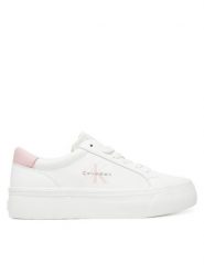 Calvin Klein Jeans Sneakersy Vulc Flatf Lth Logo Tag YW0YW01873 Biały. Białe obuwie sportowe damskie Calvin Klein Jeans, z jeansu, bez zapięcia. Za 309.99 zł.