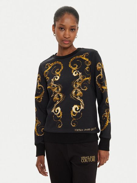 Versace Jeans Couture Bluza 77HAI3P9 Czarny Regular Fit. Czarne bluzy damskie Versace Jeans Couture, xs, bez wzorów, z bawełny, bez kaptura. Za 709.99 zł.