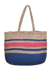 BLE Shopper bag w kolorze beżowo-niebiesko-czerwonym - 45 x 30 x 15 cm rozmiar: onesize. Brązowe shopper bag BLE, bez wzorów, z materiału, na ramię, bez dodatków. Za 139.95 zł.