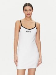 Guess Sukienka codzienna E5GK15 KCQV1 Biały Bodycon Fit. Białe sukienki damskie Guess, z aplikacjami, z bawełny, bez ramiączek. Za 129.99 zł.