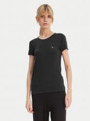 Emporio Armani T-Shirt EW000408 AF19024 UC001 Czarny Regular Fit. Czarne t-shirty damskie Emporio Armani, s, bez wzorów, z bawełny, bez kołnierzyka. Za 259.99 zł.