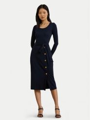 LAUREN RALPH LAUREN Sukienka dzianinowa 250889290005 Granatowy Slim Fit. Niebieskie sukienki damskie Lauren Ralph Lauren, bez wzorów, z bawełny, bez ramiączek. Za 529.99 zł.