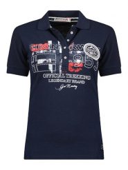 Geographical Norway Koszulka polo "Kerry" w kolorze granatowym rozmiar: XXL. Niebieskie bluzki damskie Geographical Norway, xxl, z aplikacjami, z bawełny, bez kołnierzyka, bez ramiączek. Za 74.63 zł.